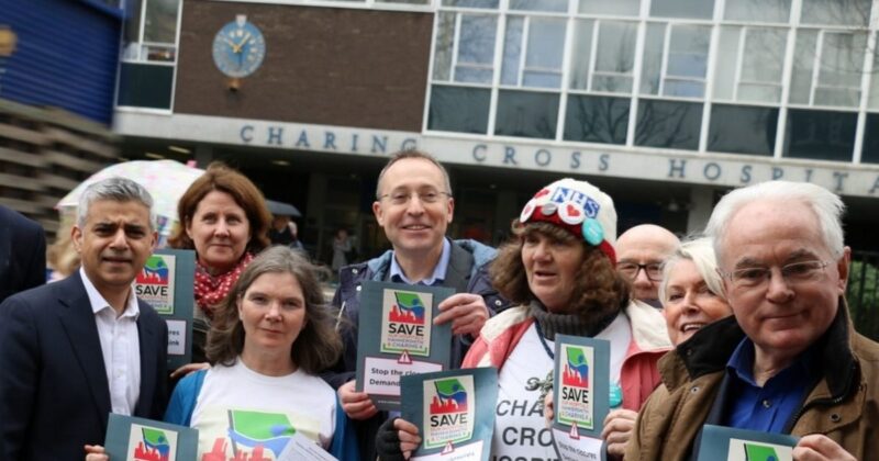 With campaigners outside Charing Cross