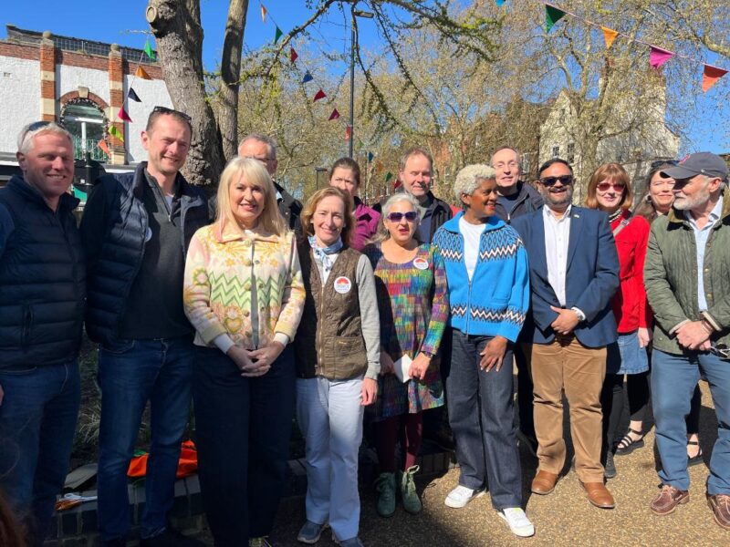Volunteers and Councillors gather to celebrate the opening of Ginkgo Corner.