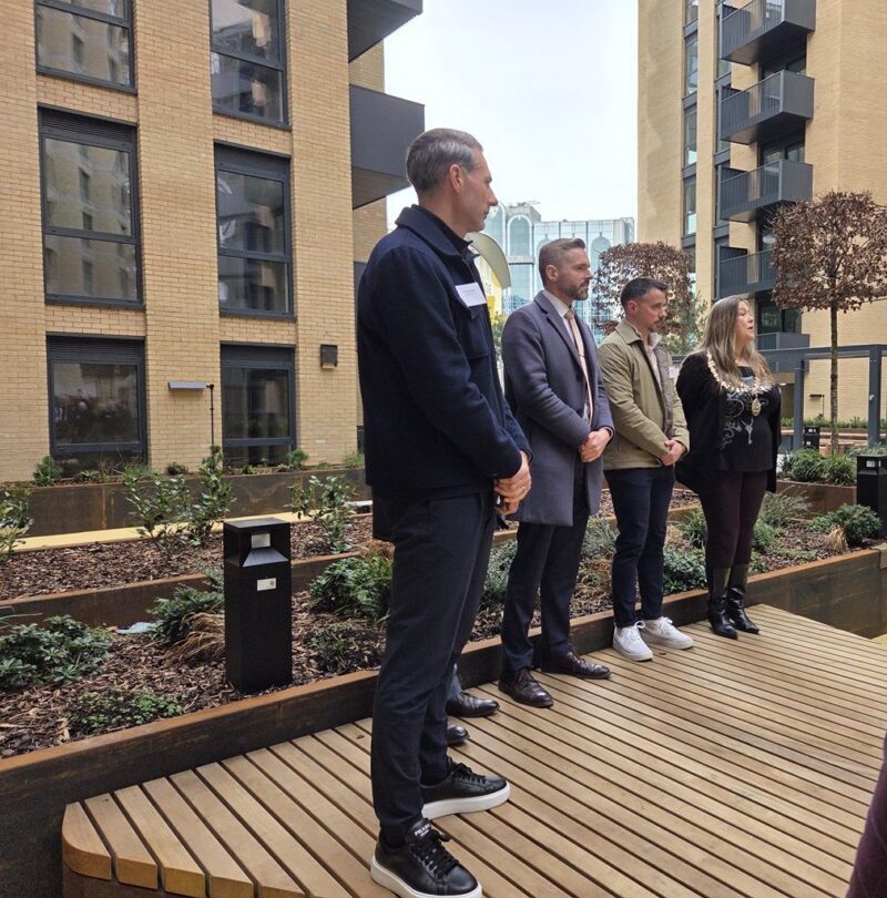 Hounslow Mayor, Amy Croft, speaks at the opening of the Chiswick Riverside development. 
