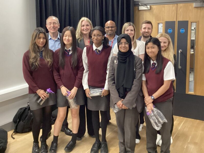 With pupils at the Tech She Can workshop. 